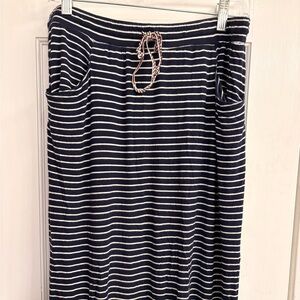 Max Studio Navy and White Striped Maxi Skirt
